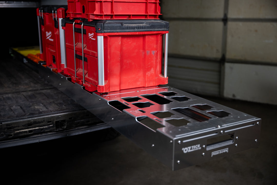 Image showing the mounting patter to accept Milwaukee packout on the burro utility slide.