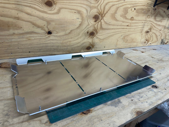 Full + half width combo mounting plate for toughbuilt stacktech. Fits a full width box and a half width box, or 3 half width boxes.