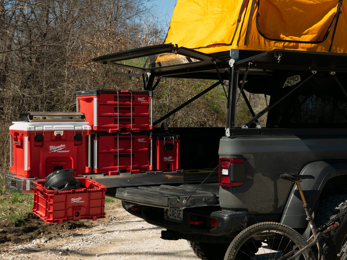 Custom Pack Out Rack Burro - Milwaukee Packout™ Compatible Truck Bed Slide – Oz-Tech