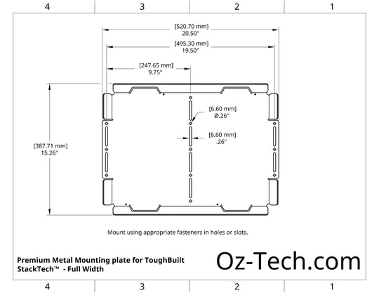 Dimensioned drawing of the mounting plate for toughbuilt stacktech