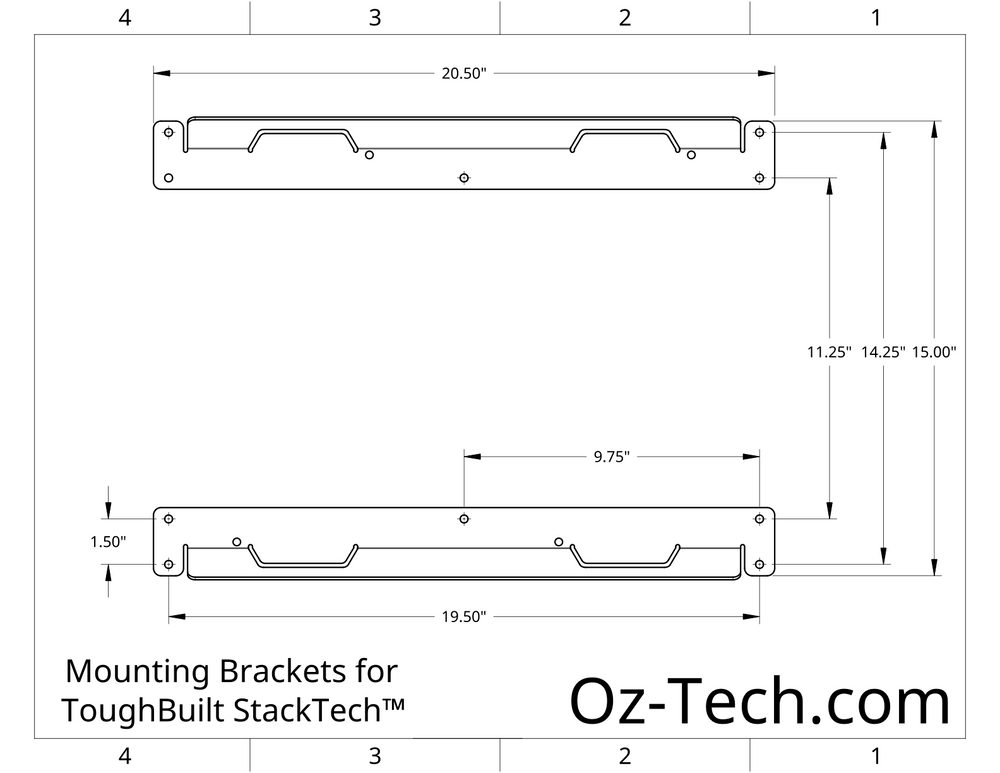 Full Width Metal Mounting Bracket + Plastic Mounting Bracket Bundle - ToughBuilt StackTech™