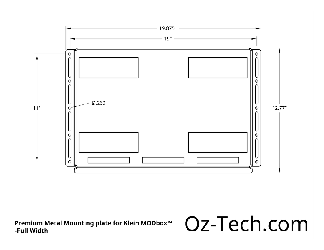 Dimensions of Klein Modbox mounting plate