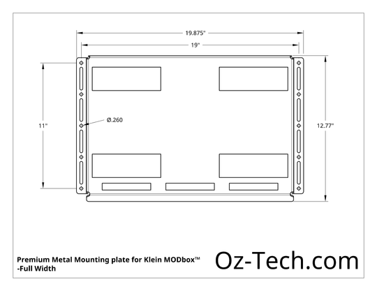 Dimensions of Klein Modbox mounting plate